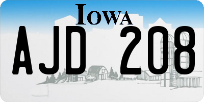 IA license plate AJD208