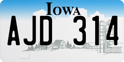 IA license plate AJD314