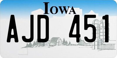 IA license plate AJD451
