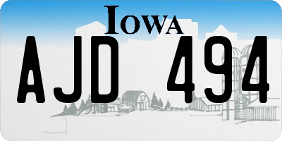 IA license plate AJD494