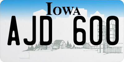 IA license plate AJD600