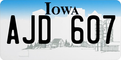 IA license plate AJD607