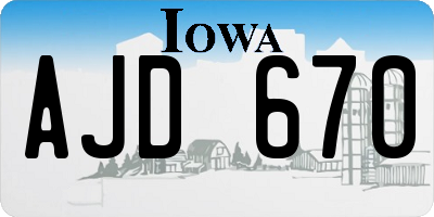 IA license plate AJD670