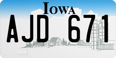 IA license plate AJD671