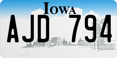 IA license plate AJD794