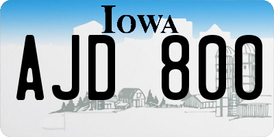 IA license plate AJD800