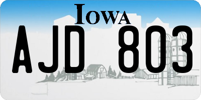 IA license plate AJD803