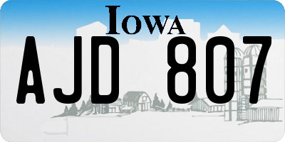 IA license plate AJD807