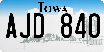 IA license plate AJD840