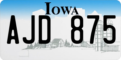 IA license plate AJD875