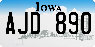 IA license plate AJD890