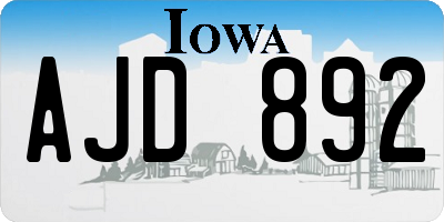 IA license plate AJD892