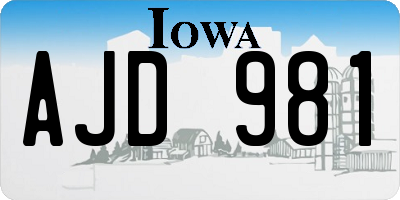 IA license plate AJD981