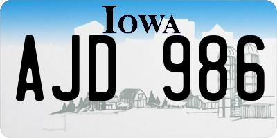 IA license plate AJD986