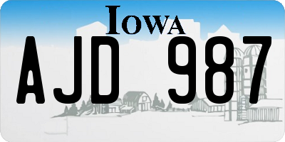 IA license plate AJD987