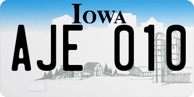 IA license plate AJE010