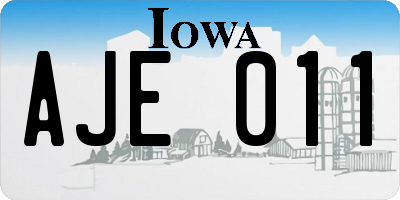 IA license plate AJE011