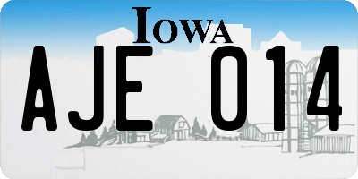 IA license plate AJE014