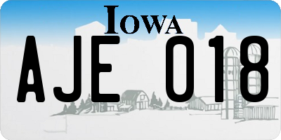 IA license plate AJE018