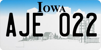 IA license plate AJE022