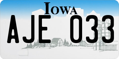 IA license plate AJE033