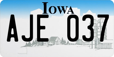 IA license plate AJE037