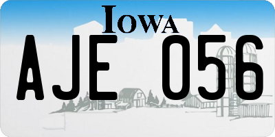 IA license plate AJE056