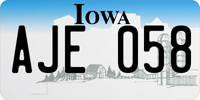 IA license plate AJE058