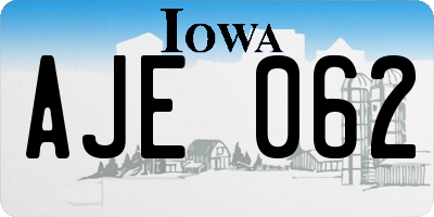 IA license plate AJE062