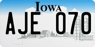IA license plate AJE070