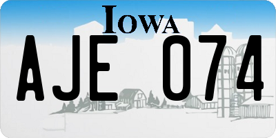 IA license plate AJE074