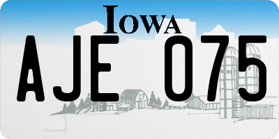 IA license plate AJE075