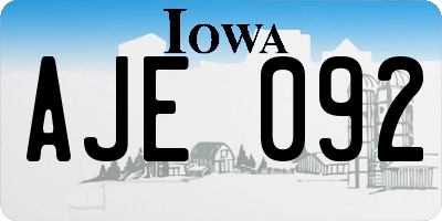 IA license plate AJE092