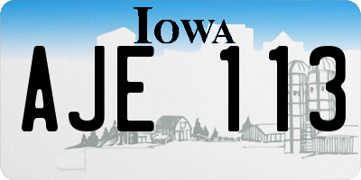 IA license plate AJE113