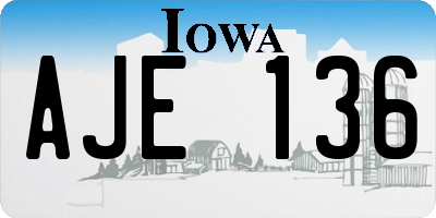 IA license plate AJE136