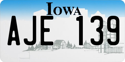 IA license plate AJE139