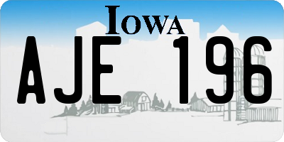 IA license plate AJE196