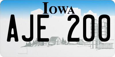 IA license plate AJE200