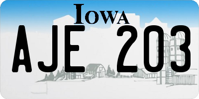 IA license plate AJE203
