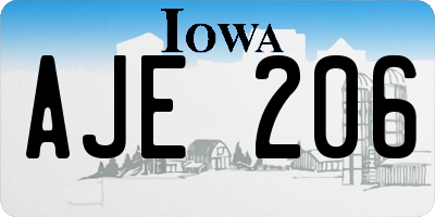 IA license plate AJE206