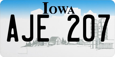 IA license plate AJE207