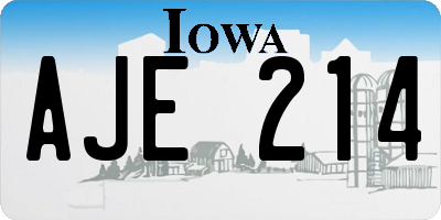 IA license plate AJE214