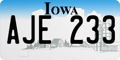 IA license plate AJE233