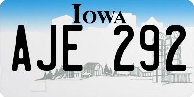 IA license plate AJE292