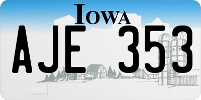 IA license plate AJE353