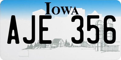 IA license plate AJE356