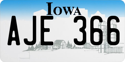 IA license plate AJE366