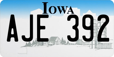 IA license plate AJE392