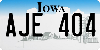 IA license plate AJE404