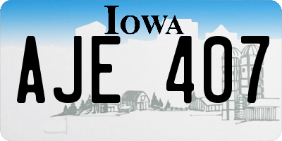 IA license plate AJE407